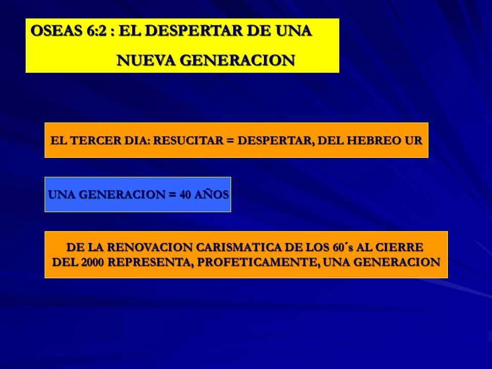 OSEAS 6:2 : EL DESPERTAR DE UNA NUEVA GENERACION