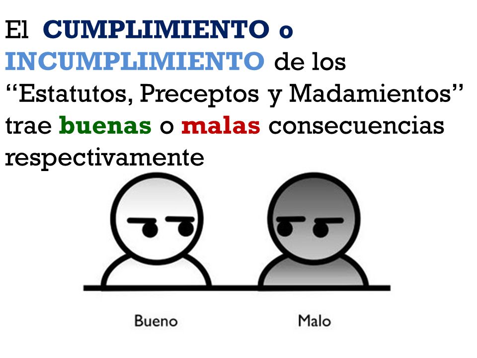 El CUMPLIMIENTO o INCUMPLIMIENTO de los Estatutos, Preceptos y Madamientos trae buenas o malas consecuencias respectivamente