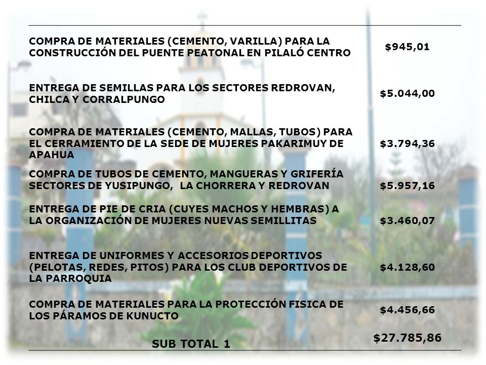COMPRA DE MATERIALES (CEMENTO, VARILLA) PARA LA CONSTRUCCIÓN DEL PUENTE PEATONAL EN PILALÓ CENTRO