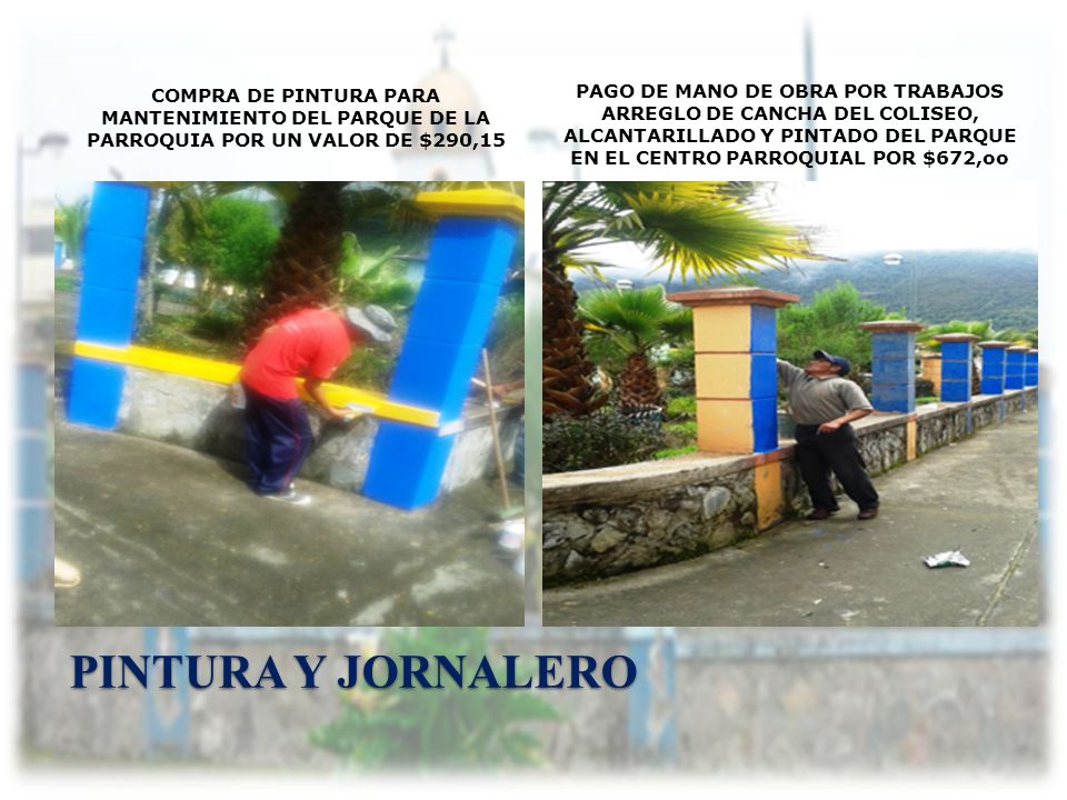 COMPRA DE PINTURA PARA MANTENIMIENTO DEL PARQUE DE LA PARROQUIA POR UN VALOR DE $290,15