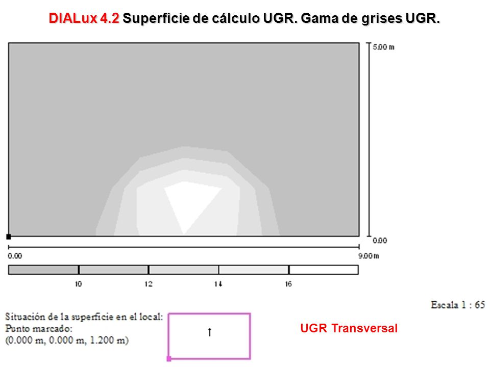 DIALux 4.2 Superficie de cálculo UGR. Gama de grises UGR.