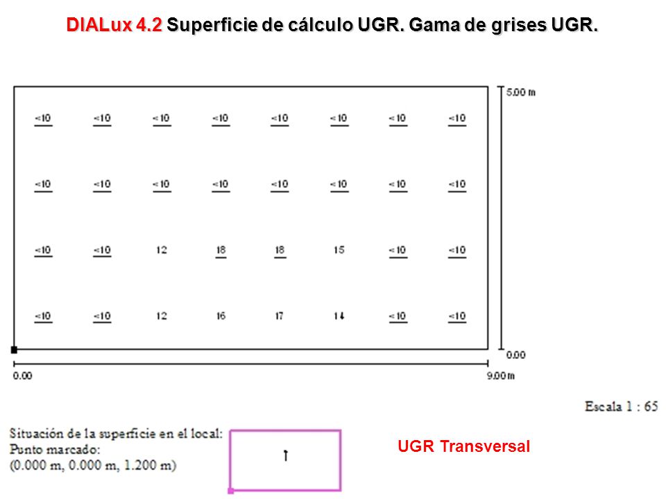 DIALux 4.2 Superficie de cálculo UGR. Gama de grises UGR.