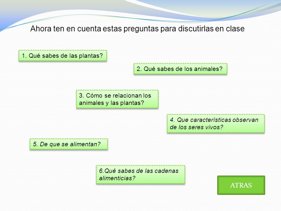 Ahora ten en cuenta estas preguntas para discutirlas en clase