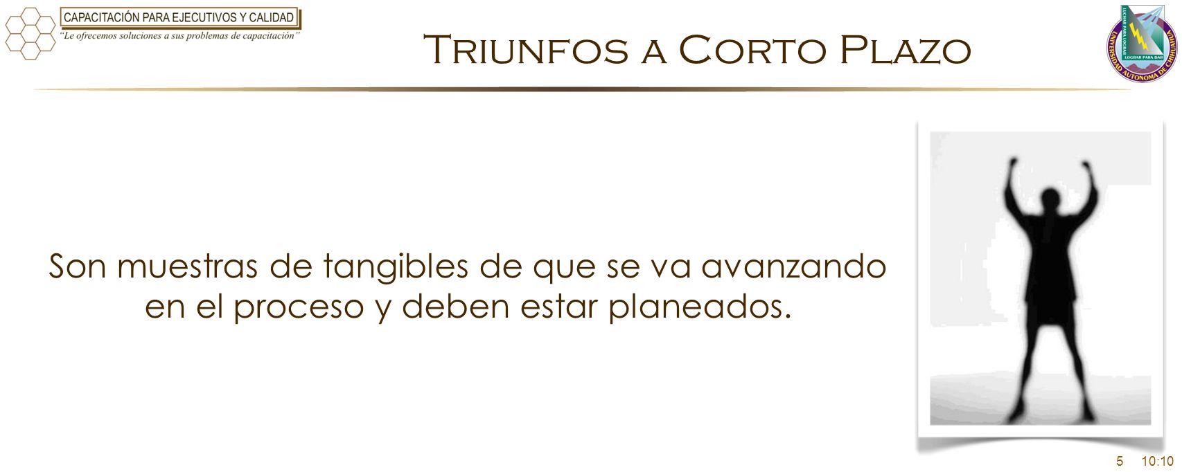 Triunfos a Corto Plazo Son muestras de tangibles de que se va avanzando en el proceso y deben estar planeados.