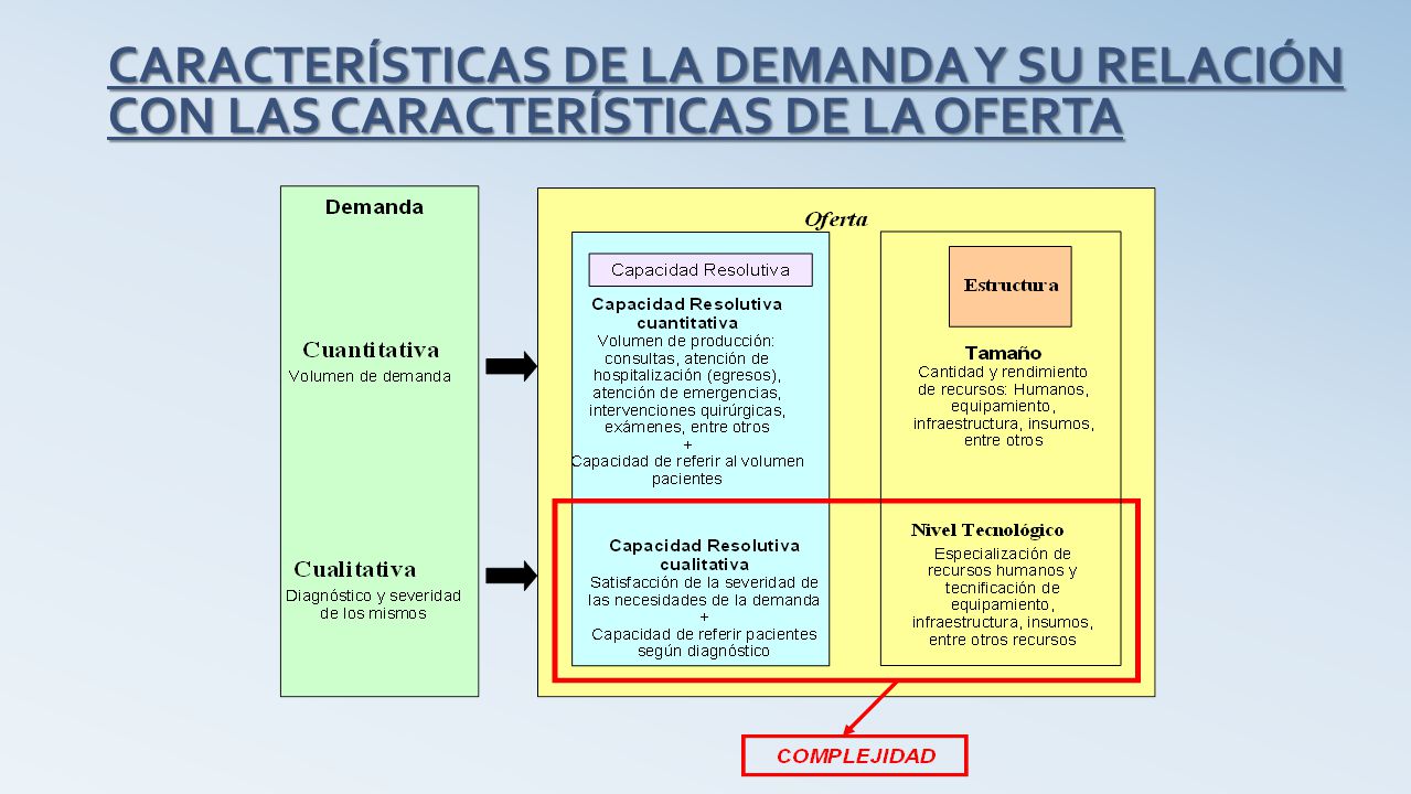 CARACTERÍSTICAS DE LA DEMANDA Y SU RELACIÓN CON LAS CARACTERÍSTICAS DE LA OFERTA
