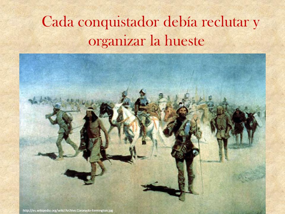 Cada conquistador debía reclutar y organizar la hueste