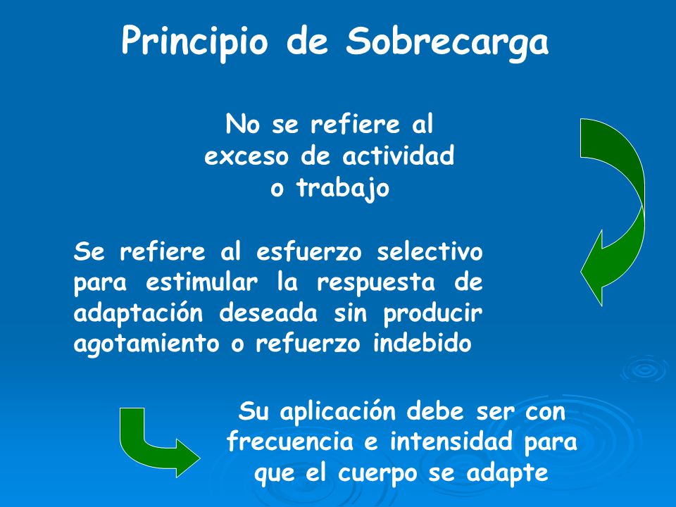 Principio de Sobrecarga No se refiere al exceso de actividad o trabajo