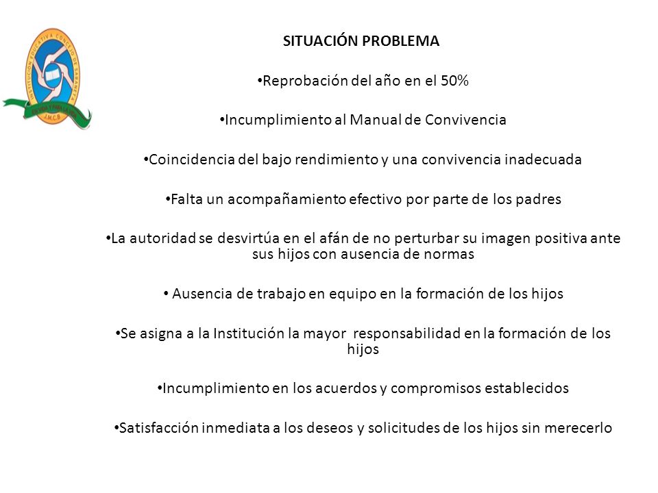 Reprobación del año en el 50% Incumplimiento al Manual de Convivencia