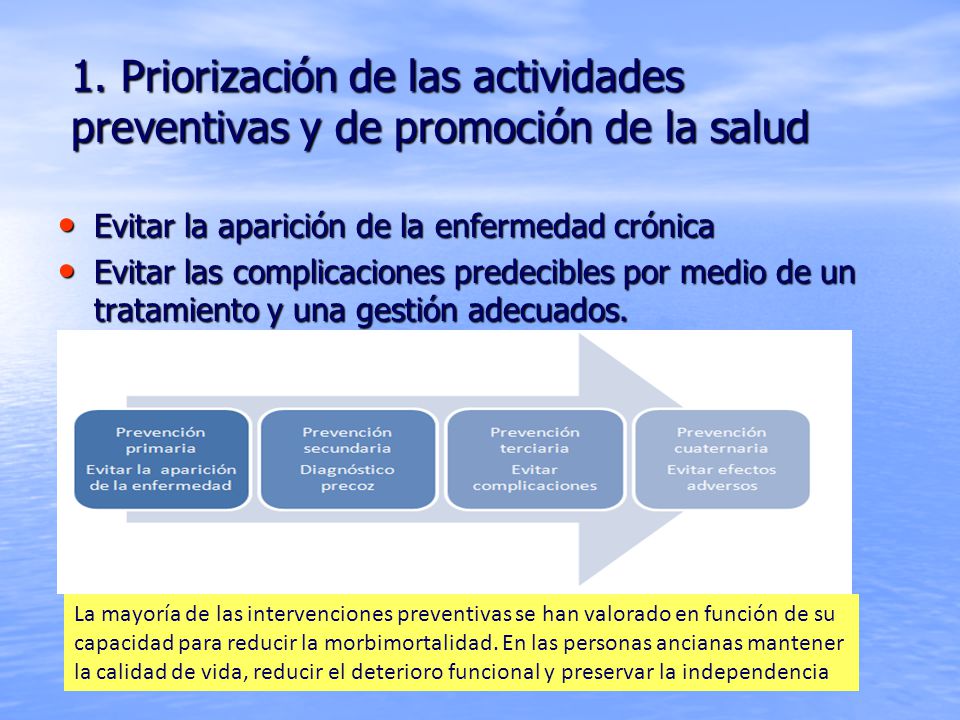 1. Priorización de las actividades preventivas y de promoción de la salud