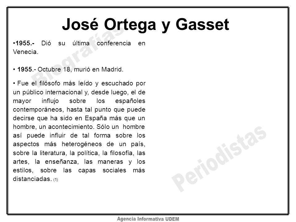 José Ortega y Gasset Dió su última conferencia en Venecia.