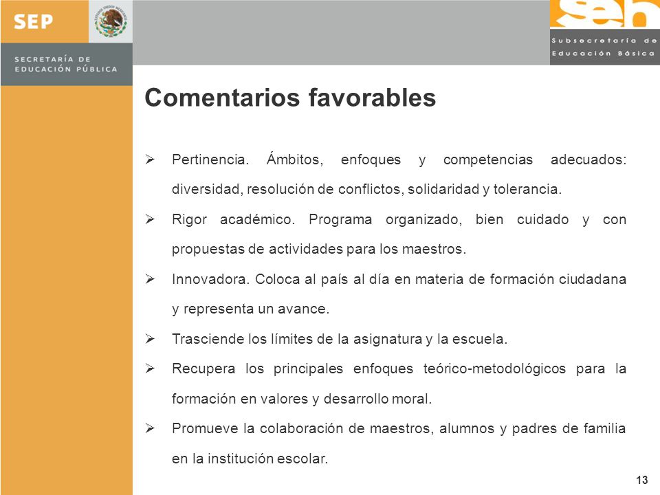 Comentarios favorables