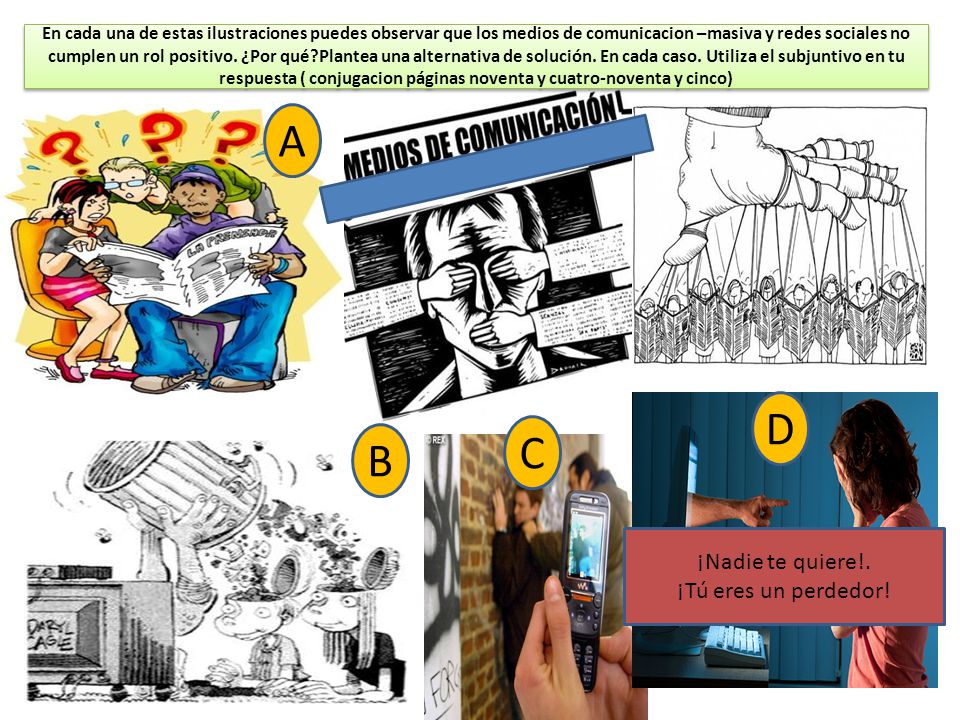 A D C B ¡Nadie te quiere!. ¡Tú eres un perdedor!