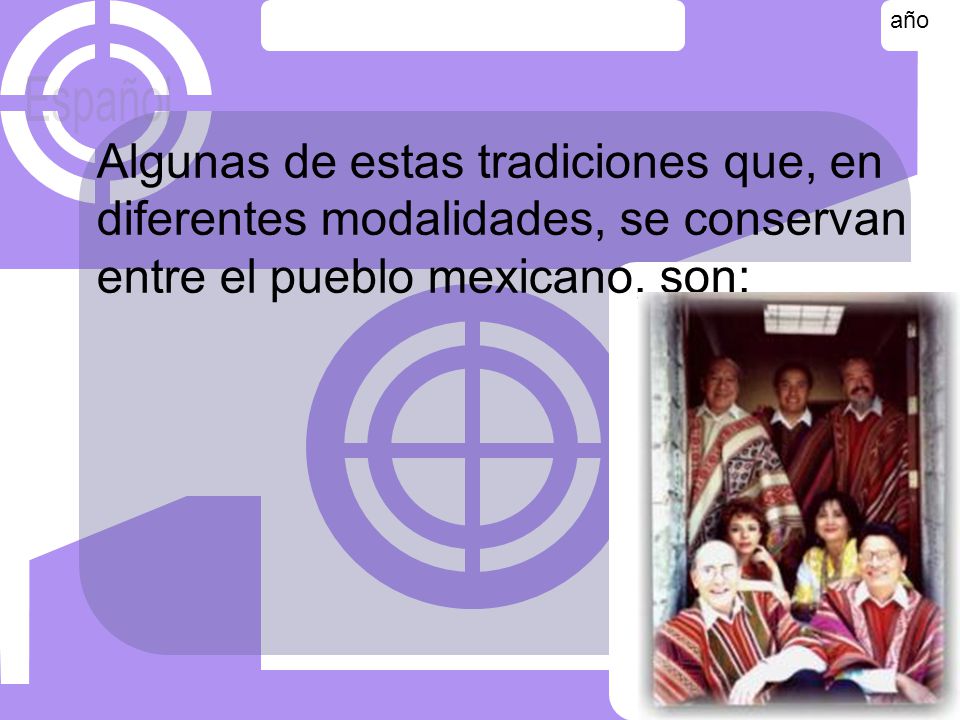 Algunas de estas tradiciones que, en diferentes modalidades, se conservan entre el pueblo mexicano, son: