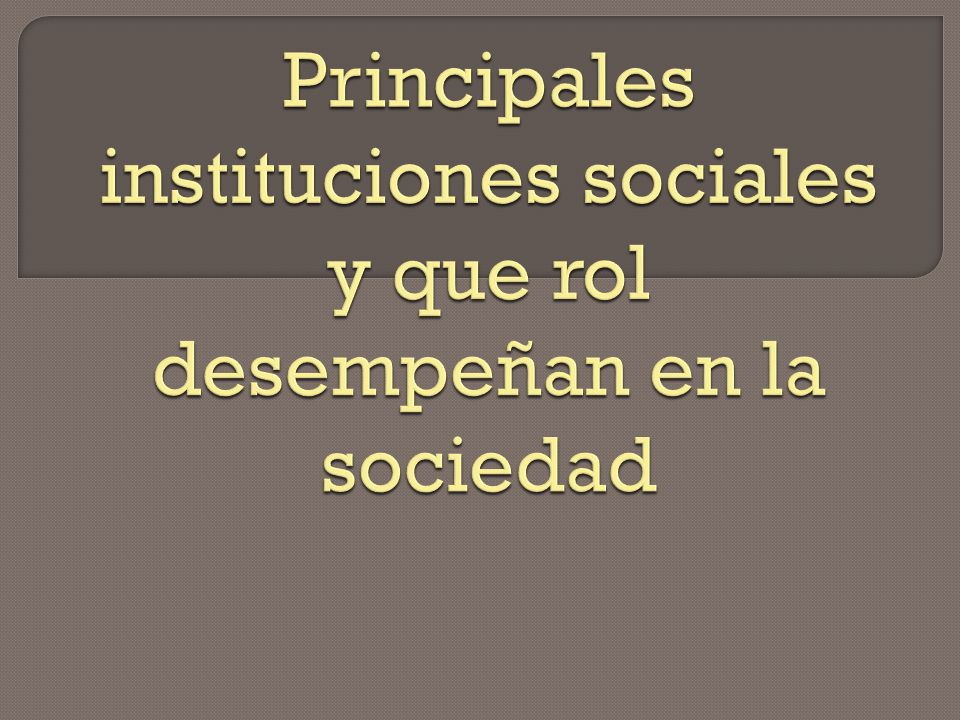 Principales instituciones sociales y que rol desempeñan en la sociedad