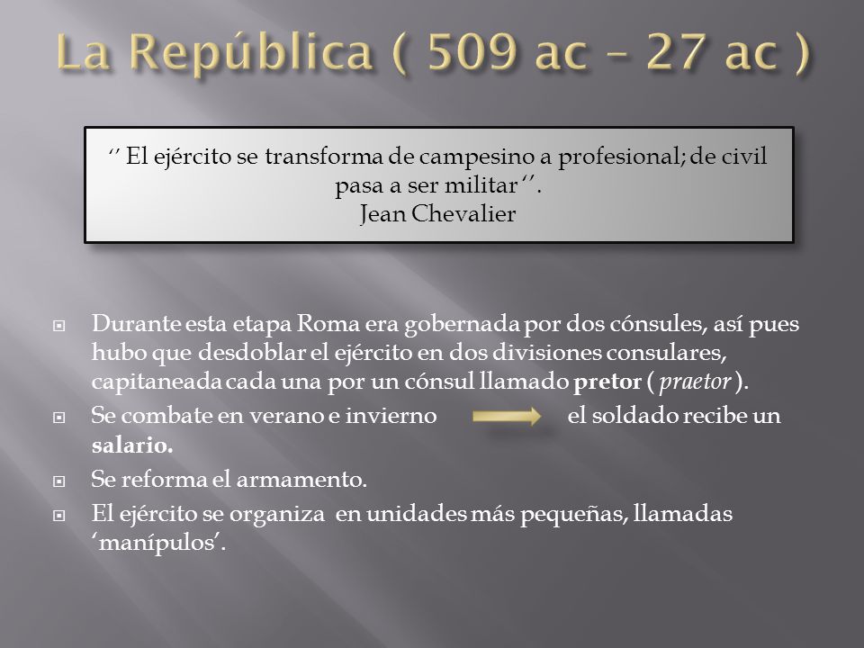 La República ( 509 ac – 27 ac ) Jean Chevalier
