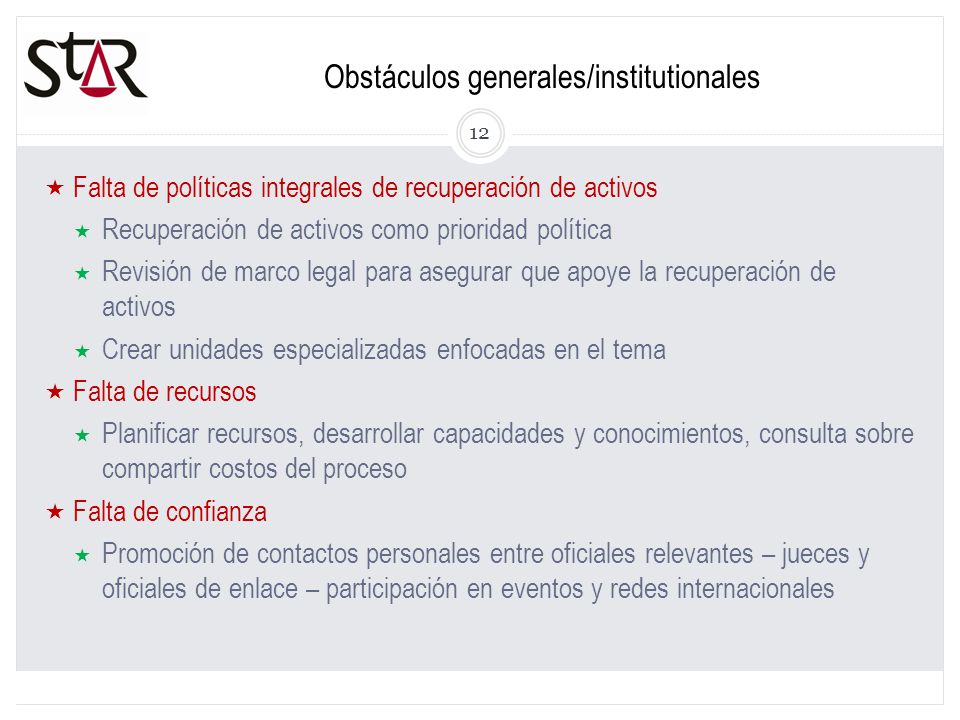 Obstáculos generales/institutionales