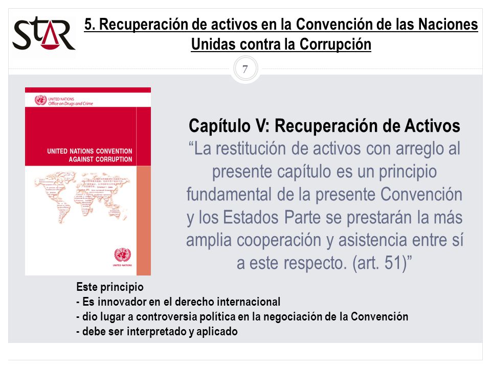 5. Recuperación de activos en la Convención de las Naciones Unidas contra la Corrupción
