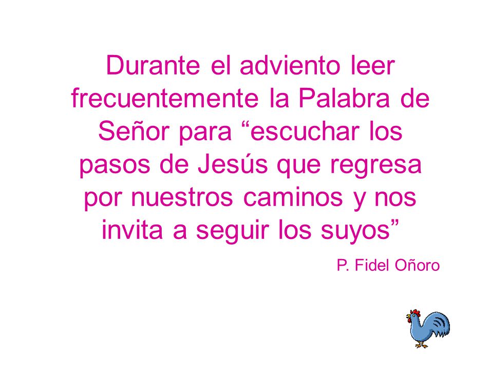 Durante el adviento leer frecuentemente la Palabra de Señor para escuchar los pasos de Jesús que regresa por nuestros caminos y nos invita a seguir los suyos