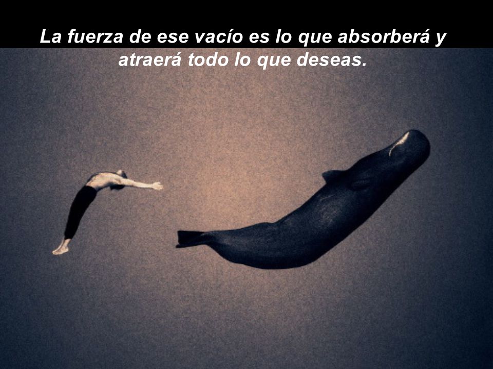 La fuerza de ese vacío es lo que absorberá y atraerá todo lo que deseas.