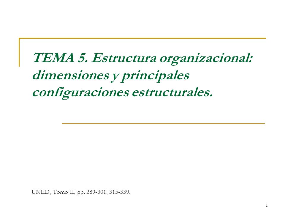 TEMA 5. Estructura organizacional: dimensiones y principales configuraciones estructurales.