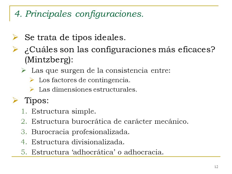 4. Principales configuraciones.