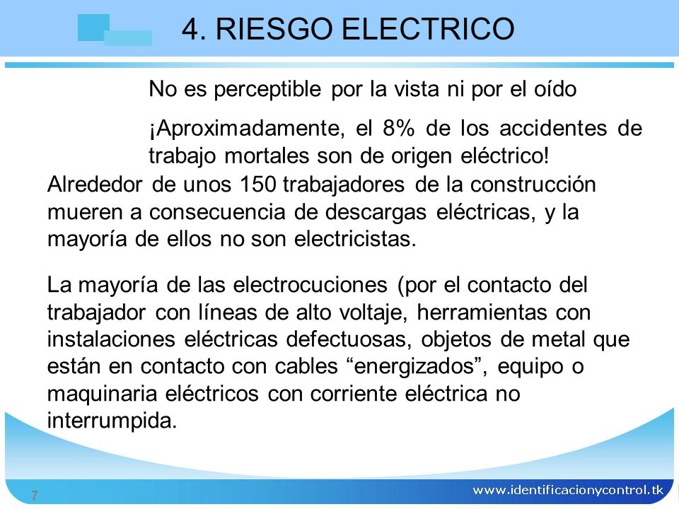 4. RIESGO ELECTRICO No es perceptible por la vista ni por el oído