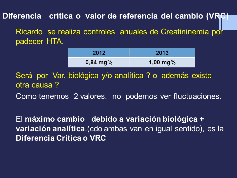 Diferencia crítica o valor de referencia del cambio (VRC)