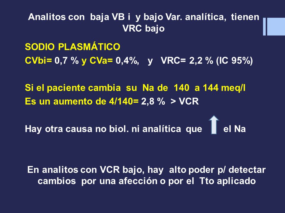 Analitos con baja VB i y bajo Var. analítica, tienen VRC bajo