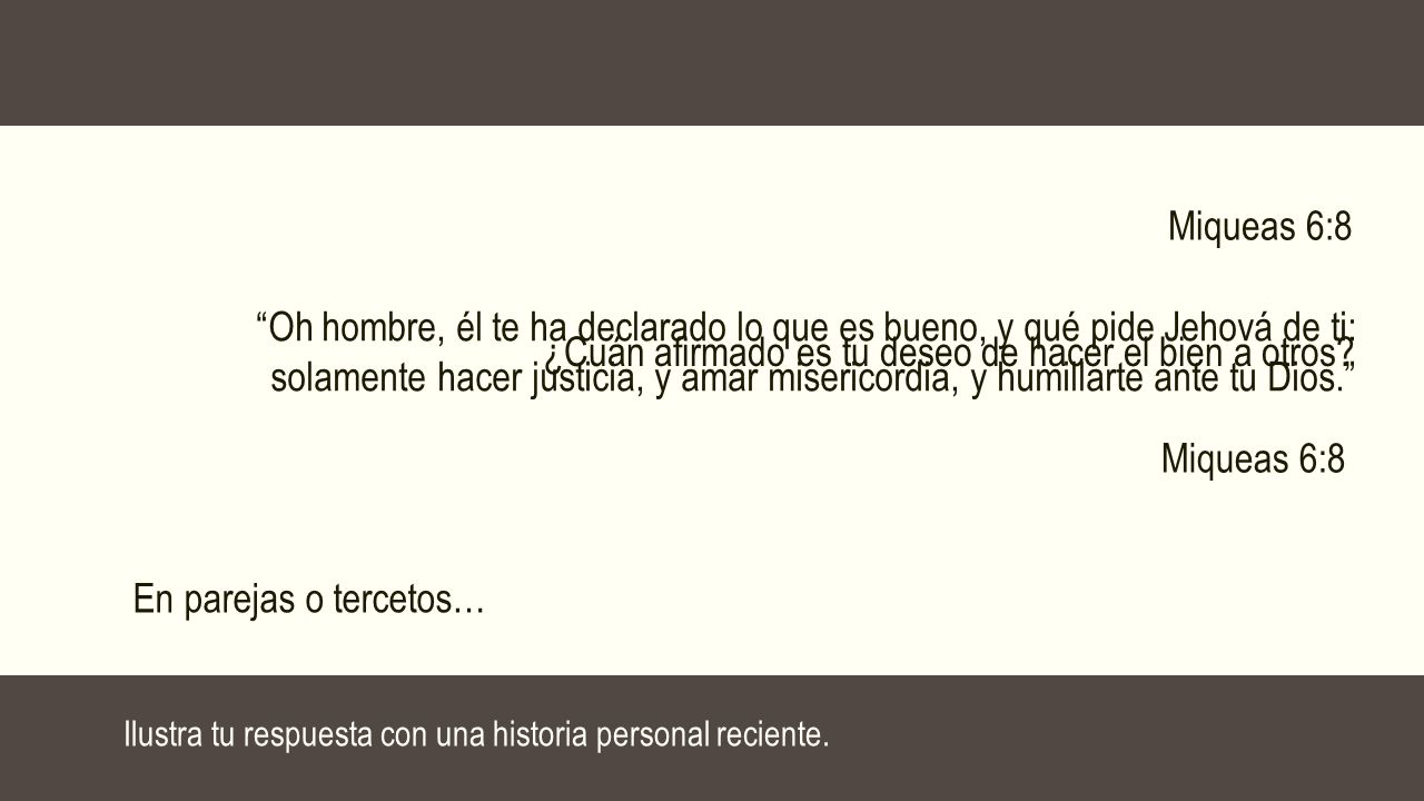 ¿Cuán afirmado es tu deseo de hacer el bien a otros