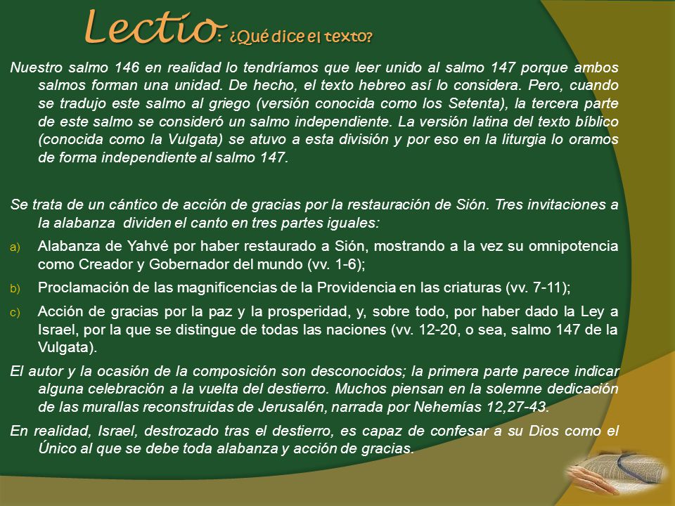 Lectio: ¿Qué dice el texto