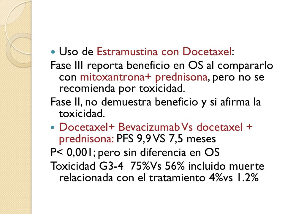 Uso de Estramustina con Docetaxel: