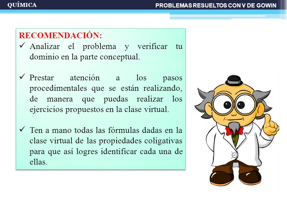 Analizar el problema y verificar tu dominio en la parte conceptual.