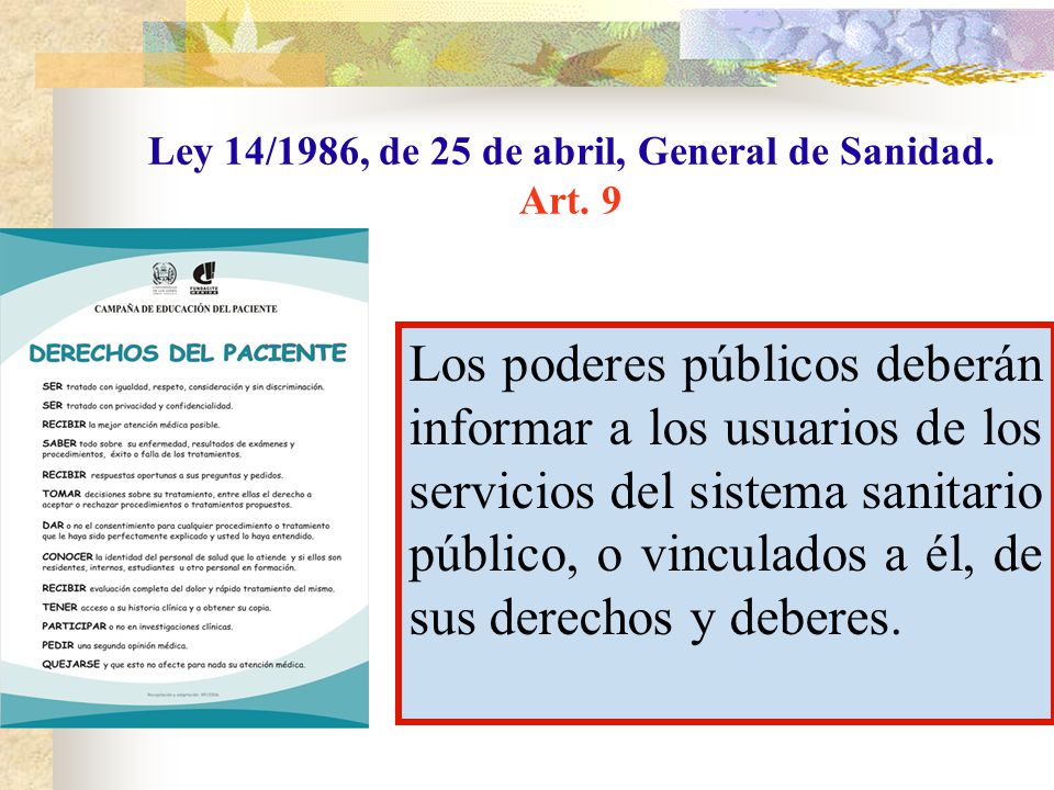 Ley 14/1986, de 25 de abril, General de Sanidad. Art. 9