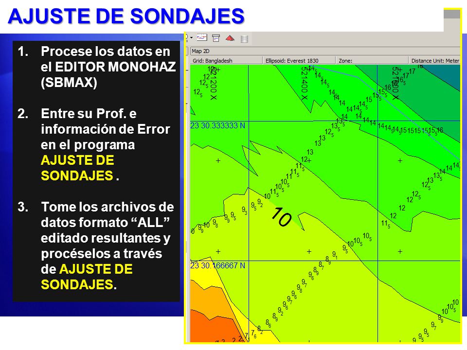 AJUSTE DE SONDAJES Procese los datos en el EDITOR MONOHAZ (SBMAX)
