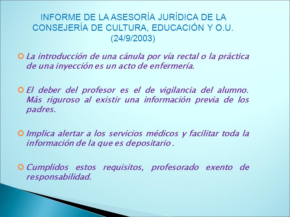 INFORME DE LA ASESORÍA JURÍDICA DE LA CONSEJERÍA DE CULTURA, EDUCACIÓN Y O.U. (24/9/2003)