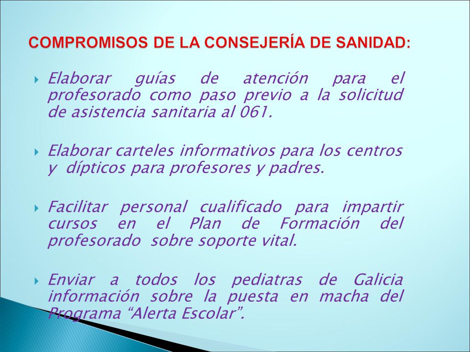 Elaborar guías de atención para el profesorado como paso previo a la solicitud de asistencia sanitaria al 061.
