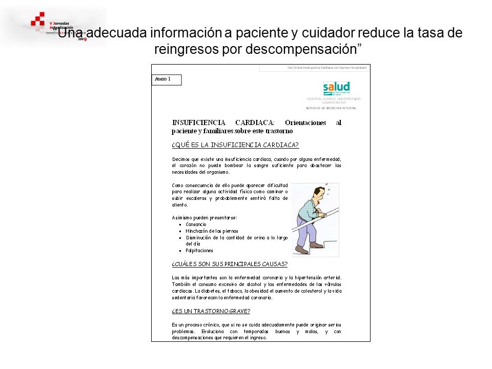 Una adecuada información a paciente y cuidador reduce la tasa de reingresos por descompensación