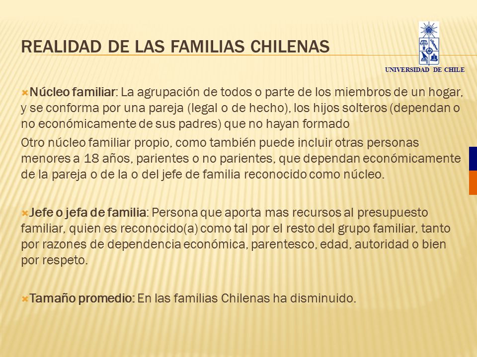 REALIDAD DE LAS FAMILIAS CHILENAS
