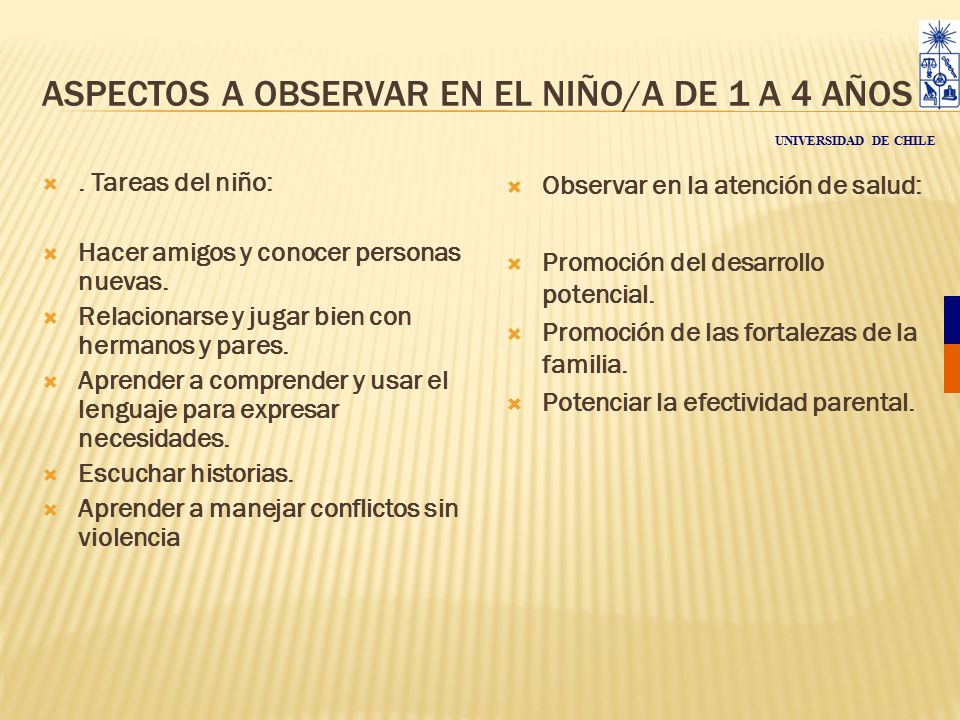 ASPECTOS A OBSERVAR EN EL NIÑO/A DE 1 A 4 AÑOS