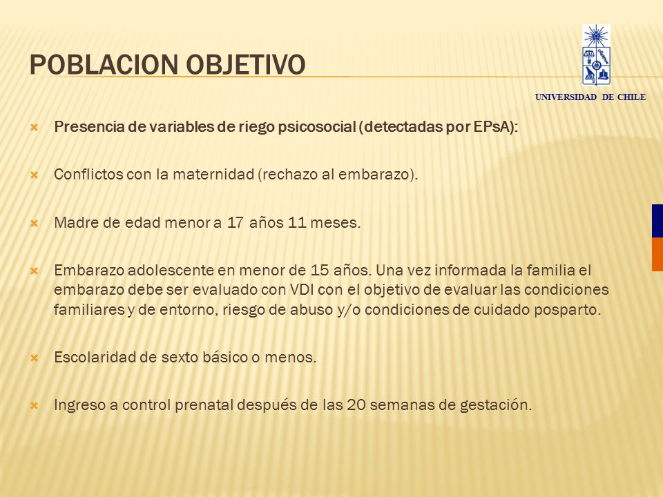 POBLACION OBJETIVO UNIVERSIDAD DE CHILE. Presencia de variables de riego psicosocial (detectadas por EPsA):