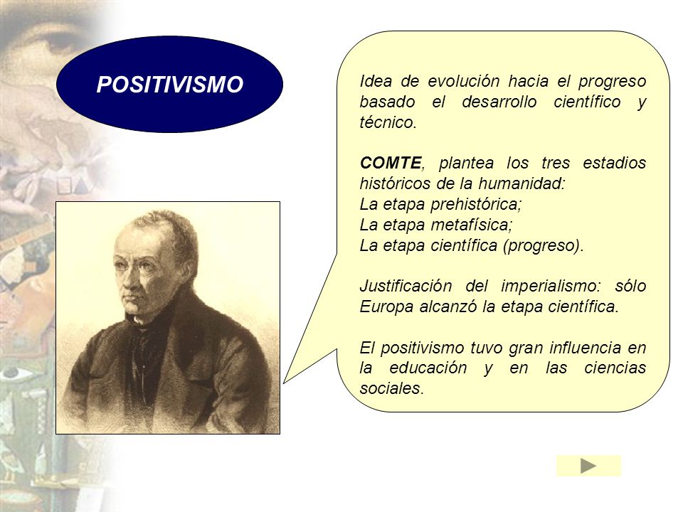 Idea de evolución hacia el progreso basado el desarrollo científico y técnico.