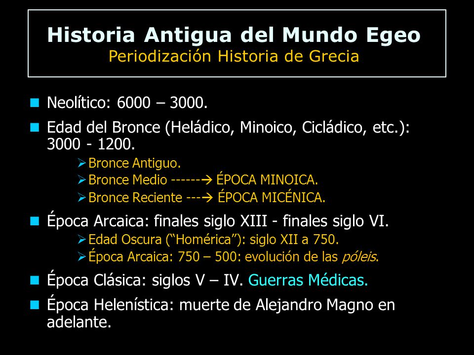 Historia Antigua del Mundo Egeo Periodización Historia de Grecia