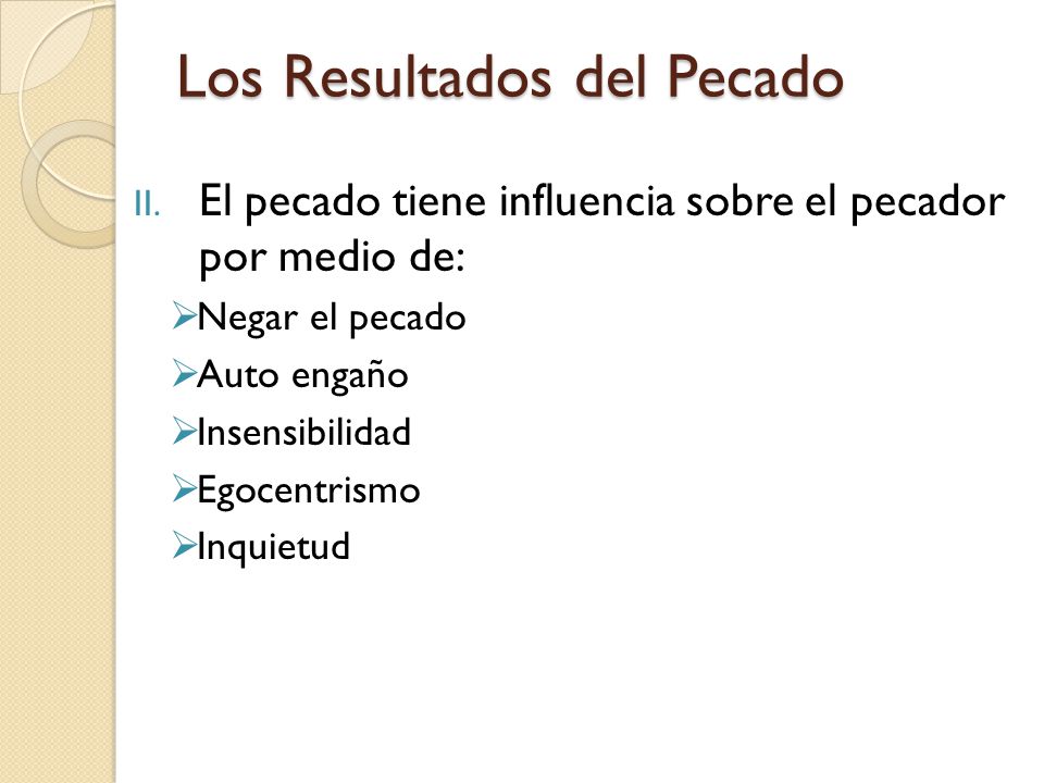 Los Resultados del Pecado