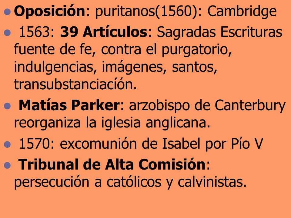 Oposición: puritanos(1560): Cambridge