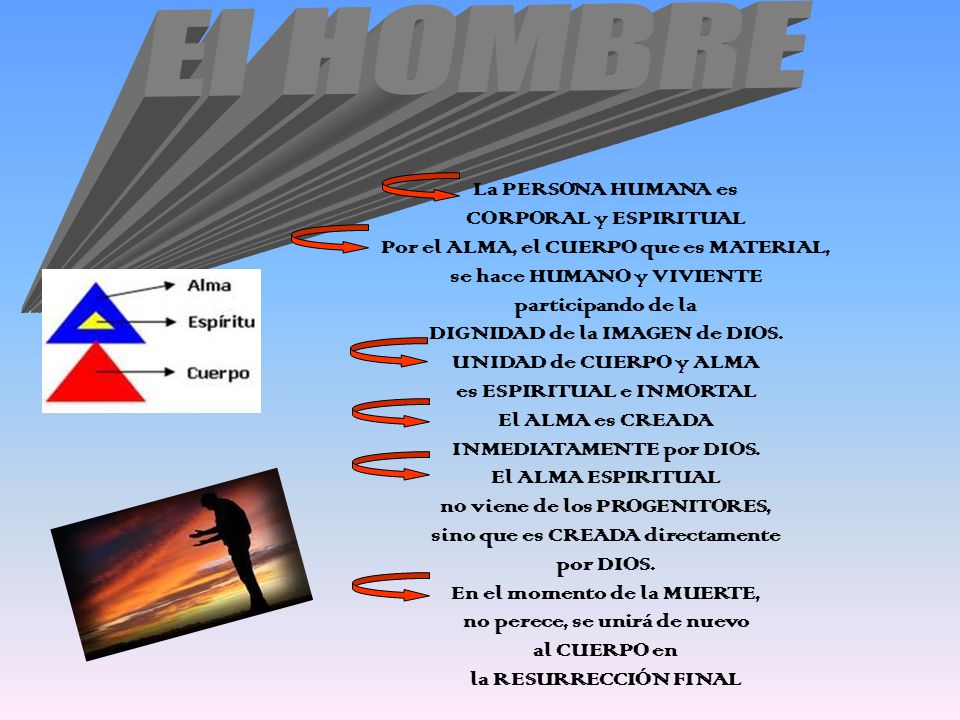 El HOMBRE La PERSONA HUMANA es CORPORAL y ESPIRITUAL