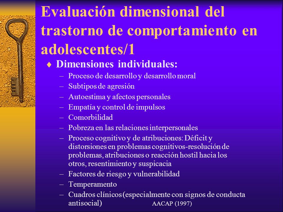 Evaluación dimensional del trastorno de comportamiento en adolescentes/1