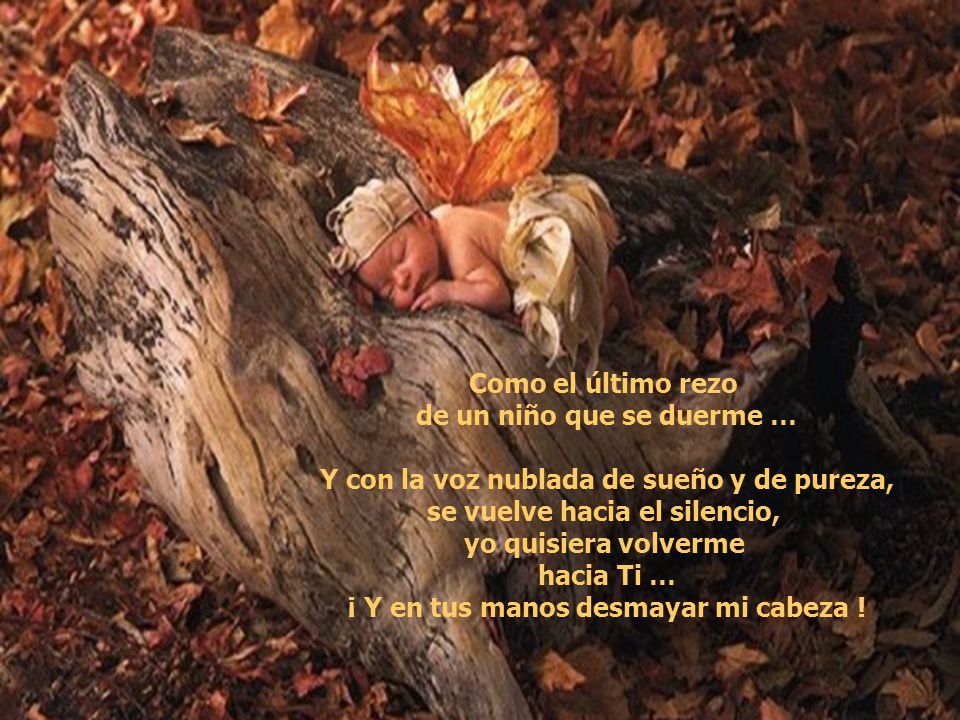 de un niño que se duerme … Y con la voz nublada de sueño y de pureza,