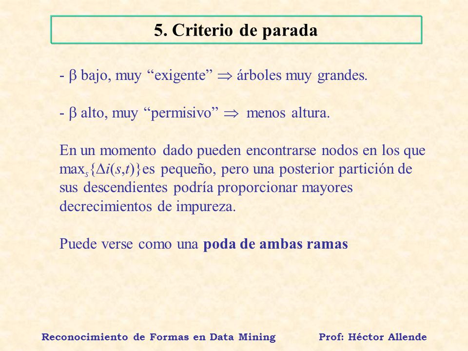 Reconocimiento de Formas en Data Mining Prof: Héctor Allende