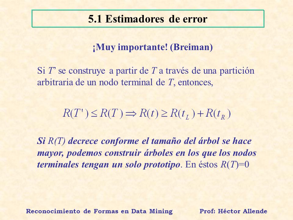 Reconocimiento de Formas en Data Mining Prof: Héctor Allende