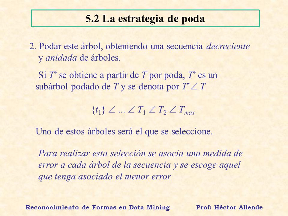 Reconocimiento de Formas en Data Mining Prof: Héctor Allende